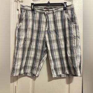 South Pole Black and White Plaid Men Shorts